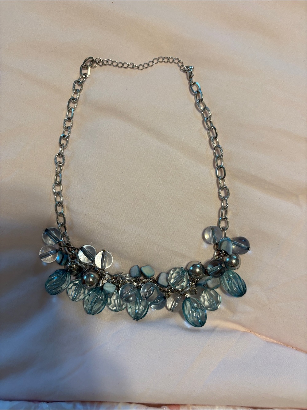 belk Silver-Tone Necklace with Aqua Blue Glass Drops